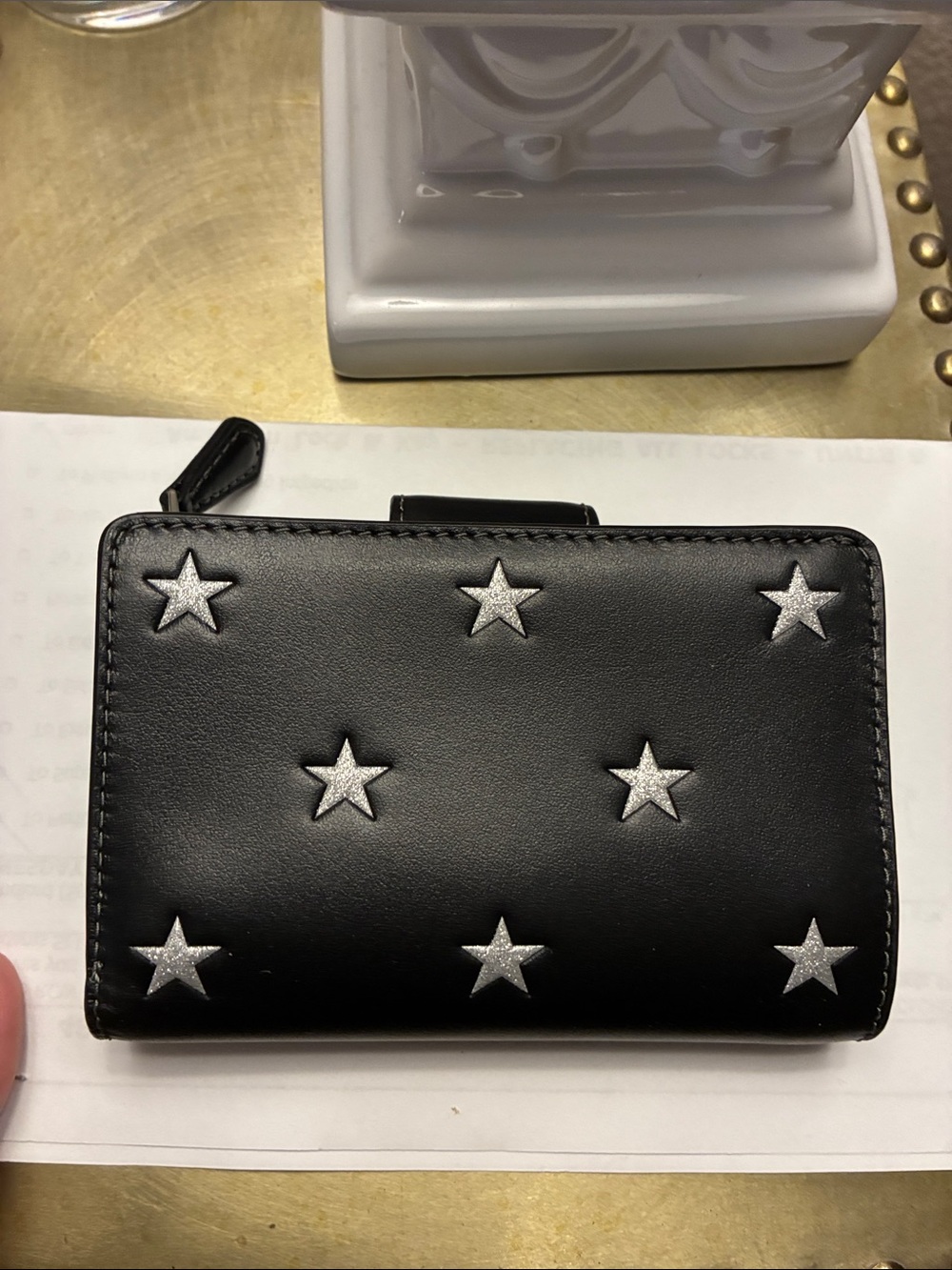 Coach Black Leather Wallet with Silver Star Accents - Picture 3 of 3